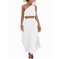 thumbnail image 2 of Gibobby Vestido largo de verano para mujer Falda superior Abertura Traje de dos piezas Mujeres Long Beach Set Maxi Solid Trajes y conjuntos de mujeres(Blanco,G), 2 of 5
