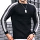 thumbnail image 4 of Camiseta de cuello redondo con contraste de color, camisa informal de punto con base holgada para hombre, camiseta de moda para hombre joven, 4 of 6