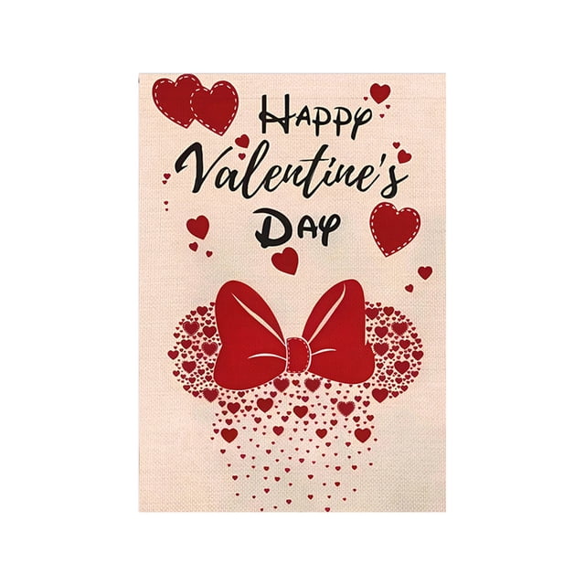 Decoración Del Día de San Valentín Bandera de Jardín Doble Lado 12x18In Lino Decoraciones Del Día de San Valentín para el Hogar