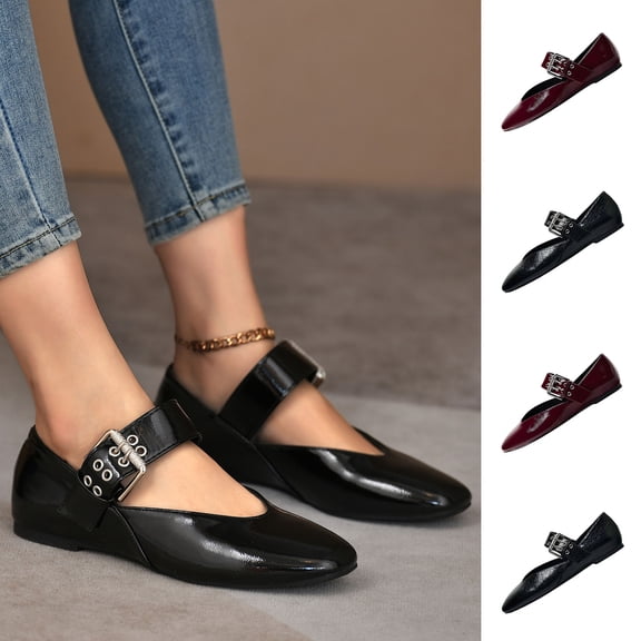 Zedker Shoes for Women Classic Comfort Mary Jane Flats Fashion Casual Dress Shoes Cute Closed Toe Slip On Lightweight Breathable Walking Shoes Black 36