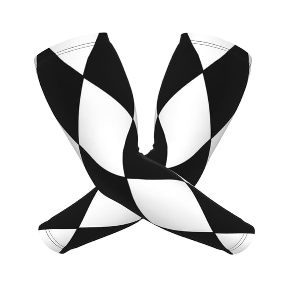 Harlequin Pattern Black And White Sports Compression Arm Sleeves Football Baseball Basketball Cycling Tennis For Men Women