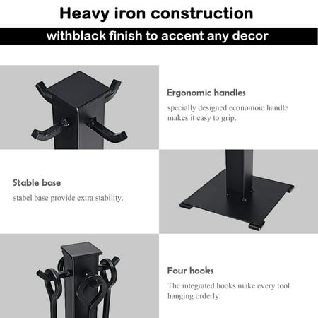 5 Pcs Iron Fireplace Tools Set Stand Hearth Accessories Walmart