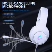 Ecomoment Gaming Headset for PC, PS5, Xbox Series X/S, Xbox One, Switch, MAC, Xbox Headset with Noise Canceling Microphone, Wired Over-Ear Gaming Headphones with LED Light&7.1 Surround Sound/