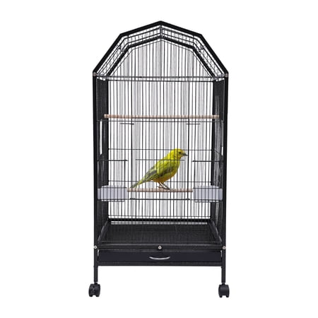 ToppiJoy Metal Indoor Bird Cage, Standing Parrot Bird Cage with Wheels, for Parrot Finch Cage Cockatiel Pigeons
