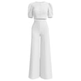 thumbnail image 4 of Two Piece Sets for Women Going out Summer Solid Color Fashionable Casual Temperament Elegant Short Top Long Pants Set Two-piece Set, 4 of 7