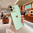 thumbnail image 2 of for iPhone 11 Case Plating Love Heart Phone Case TPU with Full Unique Full Camera Lens Protection Reinforced Corners Fun Cute Side Small Pattern Electroplate Case,Mint Green, 2 of 14