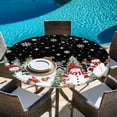 thumbnail image 6 of Black Christmas Round Tablecloth, Fitted Table Cover with Elastic for 36"-44" Round Tables, Snowman Xmas Tree Snowflake Winter Table Cloth Outdoor Indoor Dinning Party Waterproof Tablecloths, 6 of 7
