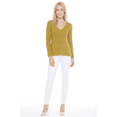 thumbnail image 2 of Yemak Women's Lightweight V Neck Long Sleeve Bell Sleeve Pullover Sweater Olive-S-BD, 2 of 5