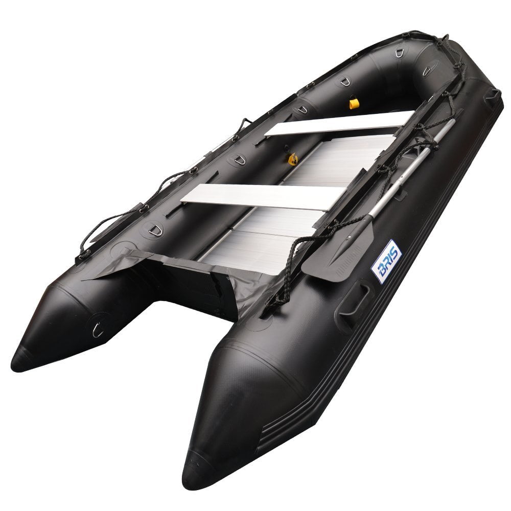12.5 ft Inflatable Boat Raft Fishing Dinghy Pontoon Boat Aluminum FLOOR-Grey 
