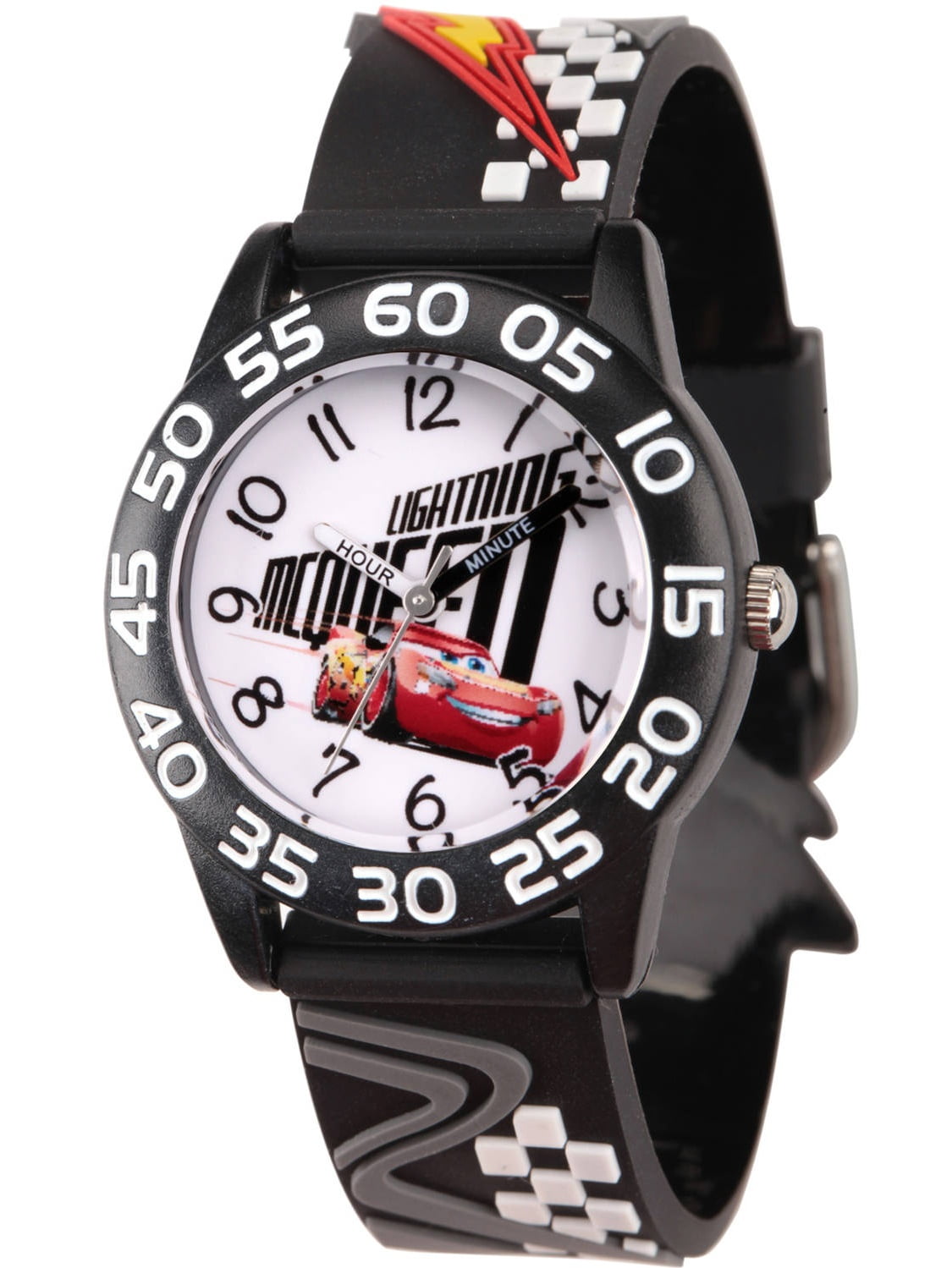 Disney Cars 3 Lightning McQueen Boys' Black Plastic Time Teacher