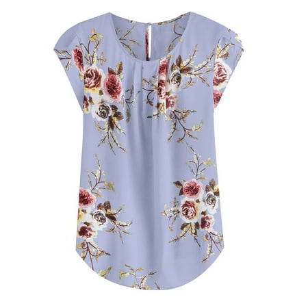 

Corset Top Maternity Shirts Women s Casual Round Neck Shirt Flower Pleated Slim Print Short Sleeve Top Womens Tank Tops Black Crop Top on Sales Gray XS