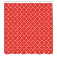 thumbnail image 3 of Ambesonne Oriental Shower Curtain, Royal Quatrefoil Motif, 69"Wx84"L, Vermilion White, 3 of 5
