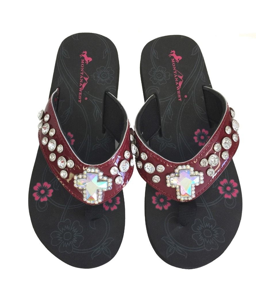 western flip flops with bling