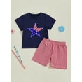 thumbnail image 4 of BemeyourBBs Baby Boys Patriotic Outfits Embroidery T-Shirt and Plaid/Stripe Shorts, 4 of 9