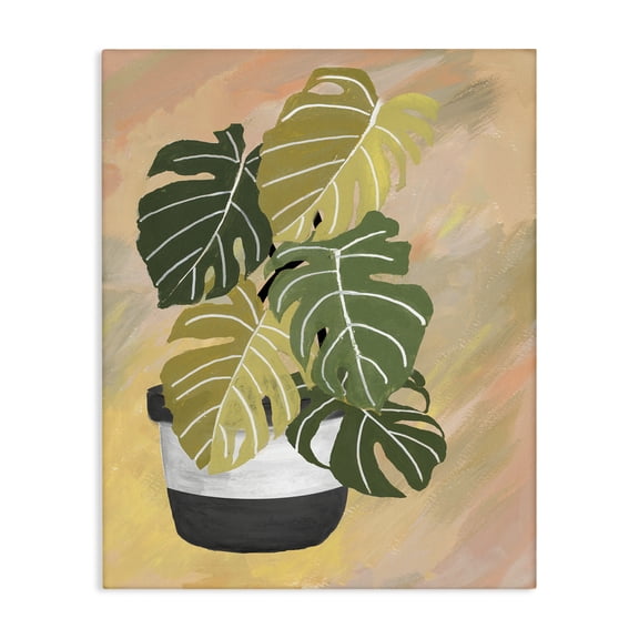 Stupell Industries Bohemian Unique Leaf Plant Tropical Monstera Over Abstract Canvas Art, 36 x 48, by Patricia Pinto