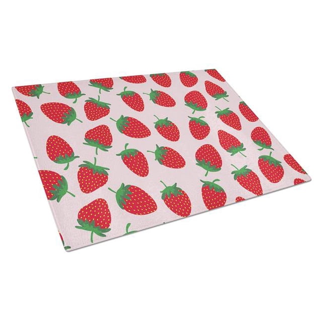 Strawberries on Pink Glass Cutting Board, Large