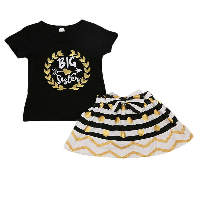 Big/Little Sister Matching Top T-shirt Newborn Baby Girl Romper Dress Outfit 