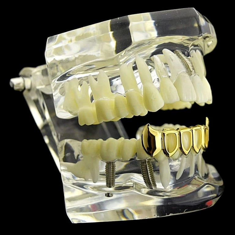 14k Gold Plated Fang Grillz 4 Four Open Face Teeth Grills Lower