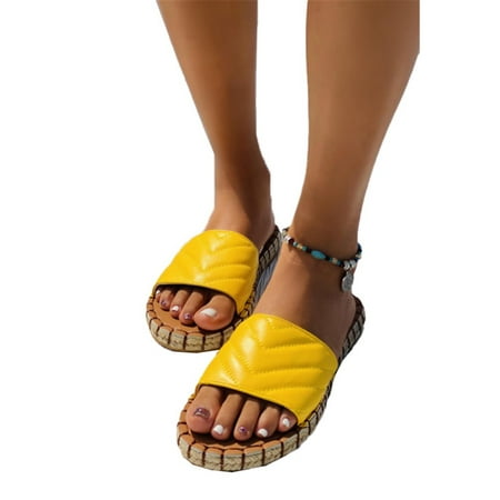

YCCOTO Womens Summer Slip On Open Toe Slides Slippers Flat Sandals Platform Shoes