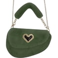 thumbnail image 3 of Bolso de hombro mullido para mujer, bolso cruzado de piel sintética para niñas, bolso de mano, bolso para las axilas, bolso con correas de cadena, verde, 3 of 5