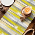 thumbnail image 3 of Yellow Gray Stripes Table Runner - 90 Inch Long Watercolor Modern Abstract Minimalist Cotton and Linen Blended Dress Scarves Farmhouse Table Runner for Kitchen Dining, Coffee Table, 13" x 90", 3 of 8