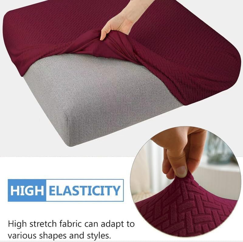 Eurhowing Outdoor Chair Cushion Covers 2Pcs, Waterproof Stretch Seat Cushions Slipcovers, Chair Seat Furniture Protector for Patio, Burgundy