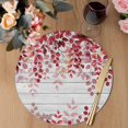 thumbnail image 3 of Red Eucalyptus Leaves Round 13 Inch Placemats Set of 8, Summer Botanical Weeping Wooden HeatResistant Non Slip Place Mats for Dining Table, Wipeable Braided Kitchen Table Mats for Housewarming, 3 of 9