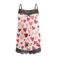 thumbnail image 4 of Vetsdori Sleeveless Pajamas Sets for Women Heart Print Casual Homewear 2 Pieces Shorts & Top,Summer Lace Loungewear Sleepwear Womens PJ Sets Soft, 4 of 6