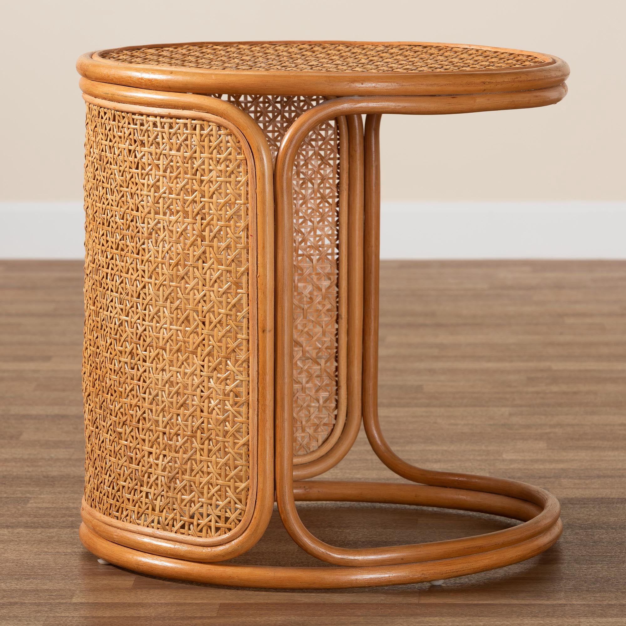bali & pari Eldon Boho End Table, Large, Light Honey