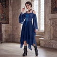 thumbnail image 5 of Women Witch Dress Halloween Dress Woman 2026 Renaissance Medieval Butterfly Sleeve Mesh Gothic Outfit Navy L, 5 of 7
