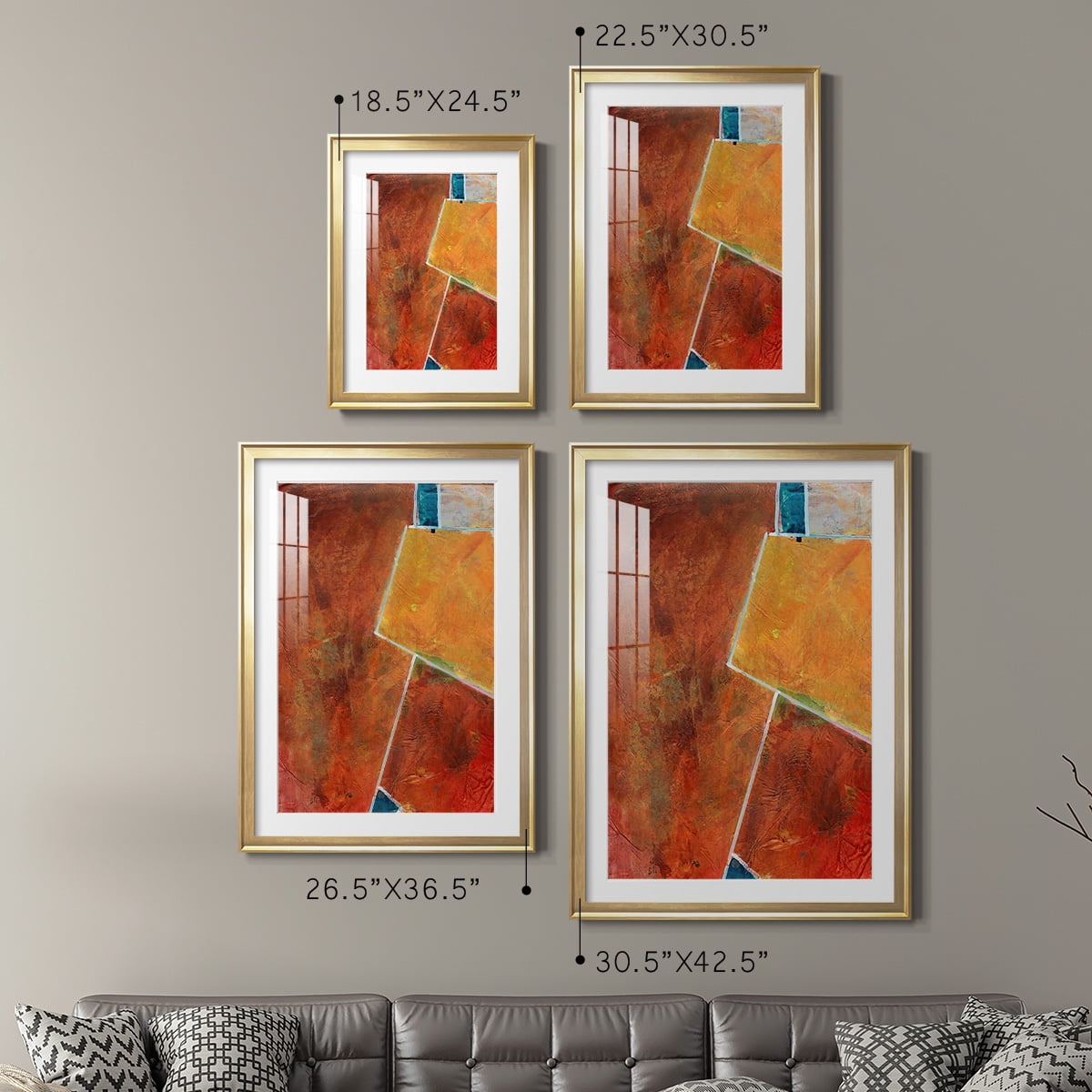 Wexford Home Primary Connection I Premium Framed Print, 18.5" x 24.5" - Ready to Hang, Gold (Set of 2)