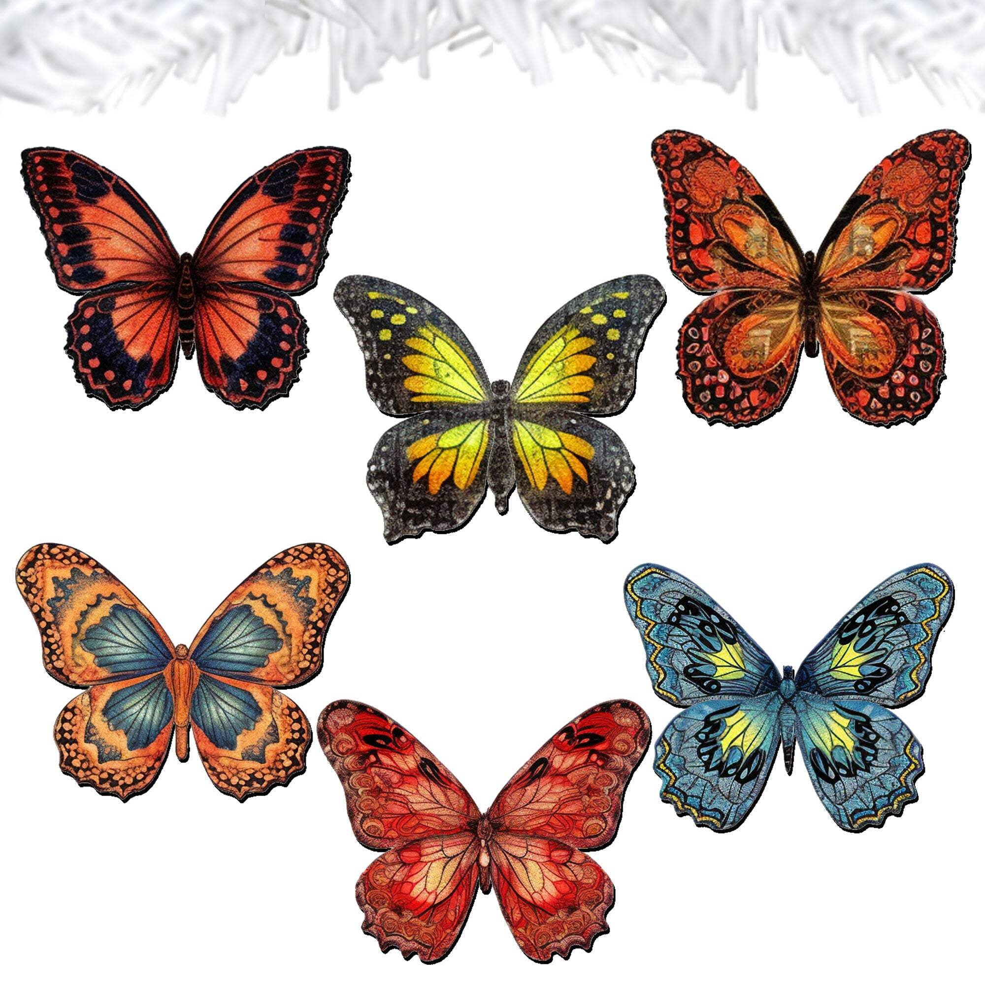 Summer Butterfly Decorative Wooden Clip-on Ornaments of 6 by G. Debrekht - Christmas Decor - 8090012-2C-S6
