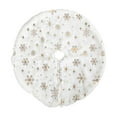 thumbnail image 2 of White Plush Christmas Tree Skirt with Gold Embellishments 16 Inch Elegant Tree Skirt for Holiday Decor, 2 of 8