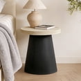 thumbnail image 5 of LuxenHome Light Wood Finish Top with Black Base Manufactured Wood Round Side Table, 5 of 7