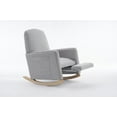 thumbnail image 2 of Cotton Linen Fabric Nursery Rocking Chair With Adjustable Footrest, Upholstered Glider Armchair with Safe Solid Wood Base and Side Pocket for Living Room Bedroom (Light Gray), 2 of 8