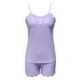 thumbnail image 4 of Womens Pajama Sets Ribbed Knit Sleepwear Set 2 Piece Lace Button Shorts Pj Set Comfy Loungewear Pajamas Sets, 4 of 6