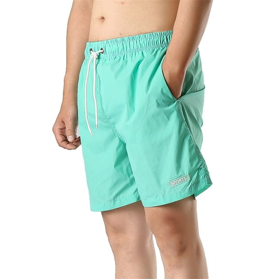 IYTR Workout Shorts Men Summer Casual Shorts Elastic Waist Drawstring Thin Swimming Sports Shorts with Pockets Lightweight Solid Color Shorts Green M