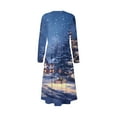 thumbnail image 6 of Christmas Dresses for Women Women's Fashion Dress Spring V-neck Long Sleeve Dress with Christmas Print for Holiday Party,Blue,L, 6 of 6