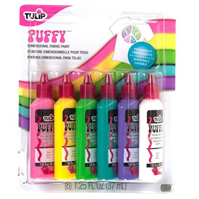 Tulip 20595 Dimensional Puffy Fabric Paint, 6Pack