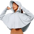 thumbnail image 2 of Women's Ice Silk UV Sun Protection Hoodie Hole Zip Up Jacket Thin Breathable Loose Fit Cycling Sun Clothing Lightweight Long Sleeve Sunshirt Wrinkle Resistant Windproof Skin Friendly Coat, 2 of 4