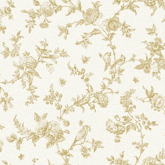 Chesapeake Nightingale Wheat Floral Trail Wallpaper