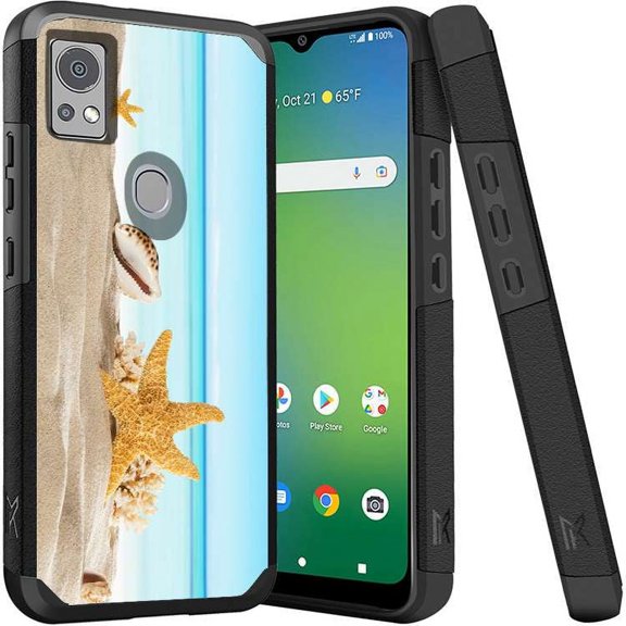 ANJ  Shockproof Dual Layer Slim Hard Case   Tempered Glass Cover Compatible with Icon 5, AT&T Motivate 4 - Sea Creatures