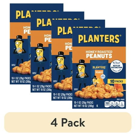 (4 pack) PLANTERS Honey Roasted Peanuts 10