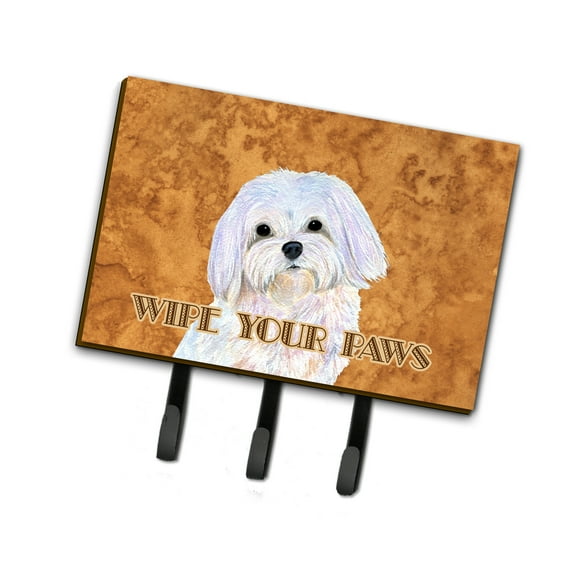 Carolines Treasures SS4897TH68 Puppy Cut Maltese Wipe your Paws Leash or Key Holder Triple Hook multicolor