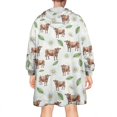 thumbnail image 2 of Green Cow Daisy Leaf Pattern Wearable Oversized Blanket,Wearable Blanket Hoodie for Adults,Cozy Hooded Blankets with Super Pockets,Super Warm Fuzzy Pullover for Women & Men, 2 of 6