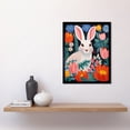 thumbnail image 2 of Bunny Rabbit in Colourful Bold Vibrant Flowers Kids Bedroom Floral Artwork Garden Spring Blooms Art Print Framed Poster Wall Decor 12x16 inch, 2 of 5