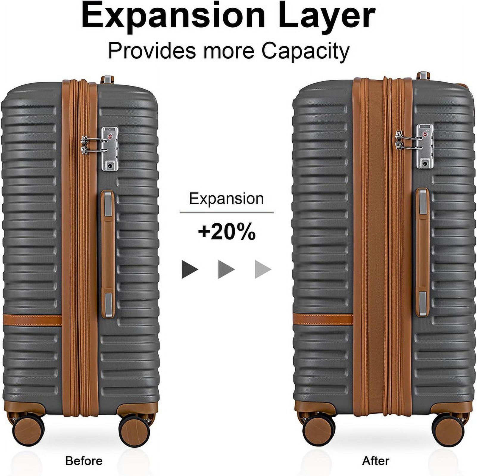 Joyway 20" Expandable Carry-on Luggage suicase with Spinner Wheels，Hardside 3PCS Set with TSA Lock