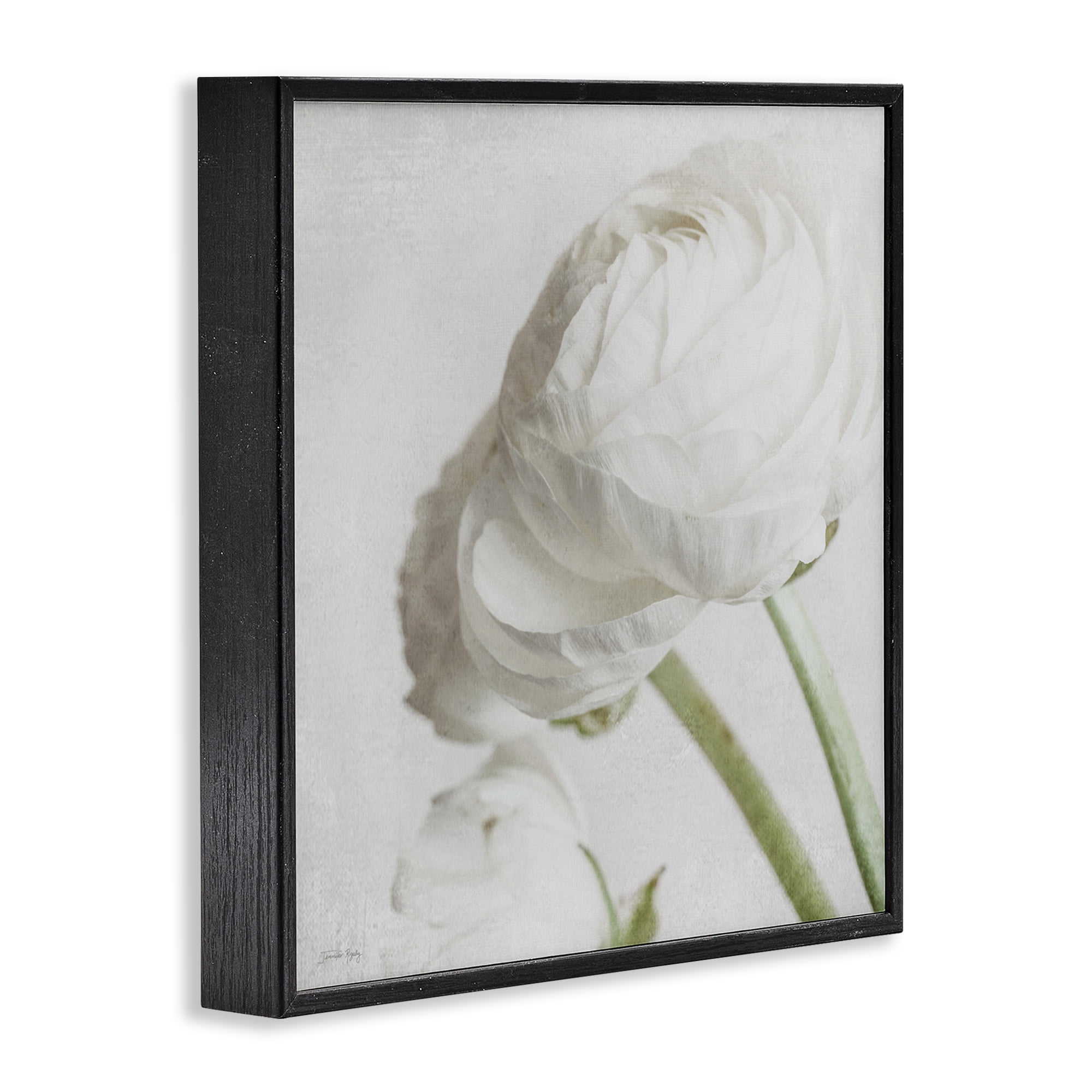 Stupell Industries Charming White Peony Botanical & Floral Painting Black Framed Art Print Wall Art, 24 x 24