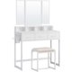thumbnail image 5 of VASAGLE Tocador con Espejo Triple, Taburete, 3 Cajones, Soporte para Secador, Blanco, Industrial, 5 of 5