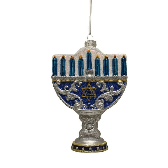 5-Inch Noble Gems Glass Happy Hanukkah Lights Ornament